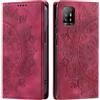 CASEONJAN Cover per Oppo A94 5G, Pelle PU Custodia a portafoglio con scomparti per Slot Schede, Antiurto Flip Caso Cover per Oppo A94 5G (Vintage Rosso)