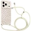 Coalbooliy Custodia con Cordino per iPhone 17 Pro Max 6,9, Aesthetic Leopard Leopardata Modello Morbido Silicone Bianco Cover Laccio Collana Antiurto Bumper Protettivo Case Cellulare Ragazze, 03