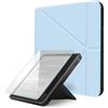 Toboltcahyty Custodia per Kobo Libra Colour (2024) e Libra 2, in pelle vegana, con supporto origami e accensione e spegnimento automatico, include pellicola protettiva, compatibile con i modelli N428 e N418 (blu