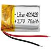 Liter energy battery Batteria 401420 LiPo 3.7V 70mAh 0.259Wh 1S 5C Liter Energy Battery per l'elettronica Ricaricabile Telefono Portatile Smartwatch Orologio GPS - Non adatto per Radiocomando 22x14x4mm (70mAh|401420)