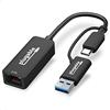 Plugable Adattatore 2.5G da USB C e USB a Ethernet, Adattatore 2 in 1 Compatibile con USB C/Thunderbolt 3 o USB 3.0, da USB-C a RJ45 2,5 Gigabit LAN Compatibile con Mac e Windows