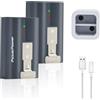 Pickle Power 2 batterie di ricambio per anello Video Doorbell, 3,65 V, 6040 mAh, ricaricabili con stazione di ricarica per anello Video Doorbell 2/3/3plus/4, Stick Up Cam (2/3 Gen), fotocamera