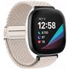 FiiMoo Cinturino Elastico per Fitbit Versa 3/Versa 4 Cinturino/Fitbit Sense/Sense 2, Cinturino in Intrecciato con Chiusura Magnetico, Ricambio Cinturino per Fitbit Versa 4/Fitbit Versa 3-Bianco