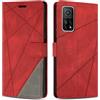 SONWO Cover per Xiaomi Mi 10T PRO 5G / Xiaomi Mi 10T 5G, Flip Caso in PU Pelle Case Cover Custodia con Slot per Schede e Supporto Stand per Xiaomi Mi 10T PRO 5G / Xiaomi Mi 10T 5G, Rosso