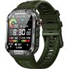 Ypaddbu Orologio intelligente militare per uomo 1,96 pollici Smartwatch sportivo all'aperto con risposta/effettuazione di chiamate, ossigeno nel sangue, frequenza cardiaca e monitoraggio del (Verde Militare)