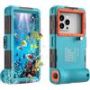 DANZHANG Custodia Impermeabile Subacquea IP68 per Smartphone (Aqua+Orange)
