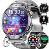 HIRREO EF24 Smartwatch Uomo Militare con Torcia LED, Batteria 1000mAh, 1,85" HD Fitness Tracker, 100 Modalità Sportive, IP68 Impermeabile, 3 Cinturini, Compatibile Android e iOS, Nero