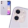 FEENM Decorazioni per fotocamera posteriore per iPhone 12 3D Bling Bling Diamond Lens protettivo con foro flash anello anti-caduta decorare strass di cristallo adesivo iPhone12 Protector Cover argento