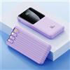ZHUOLUNF Banca di Potenza 10000mAh Portatile con Display, Ricarica Rapida, Cavi Integrati, Design All-in-One per Alimentazione Mobile (Viola)