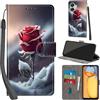 Haninsuze Cover per Xiaomi Redmi 13C 4G/5G Custodia Cover Pelle Libro Portafoglio con Porta Carte Magnetica Protezione Antiurto Cuoio Flip Case Custodia Cover per Poco C65, Rose
