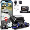 Rhorawill 4 Canali Dash Cam,Rotazione a 360° Anteriore Posteriore All'interno Sinistra Destra Dashcam Auto,Radar Rilevamento & Movimento Modalità Parcheggio,5G WiFi GPS,3 Libero 128GB,Hardwire Kit