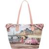 YNOT Borsa Shopping in PVC, Paris en Rose, 41x26,5x15,5 cm, con Tracolla Amovibile, Chiusura a Cerniera