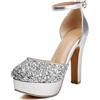 Bviennic Décolleté con Tacco Largo da Donna con Plateau 895 Argento Numero 34 EU