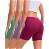 INNERSY Boxer da donna in cotone, a vita alta, antisfregamento, confezione da 3, Fiori spargenti/viola/verde, L