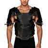 Generisch Set di armature da uomo in stile gladiatore in ecopelle - Corazza regolabile con spalle | Costume da guerriero per LARP e cosplay, Stil_c01 Nero, Taglia unica
