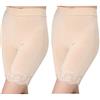 GEYIWSSXY Mutandine da donna a vita in cotone da ciclismo, pantaloncini in pizzo lunghi mutandine Boxer Shorty Leggings Boxer, Beige+Beige, Taglia unica