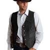 Tuikayoo Gilet in camoscio da uomo Vintage Western Cowboy Gilet Vestibilità normale, Nero , XXXL