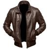 SHOP OF JACKETS LIMITED Giacca in pelle di agnello marrone da uomo | Bomber in vera pelle da uomo | Abbigliamento moto trattato effetto vintage, Marrone Ombra, L