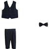 DAIHAN Ragazzi Gentalman Completo Elegante Abiti a Righe Matrimonio Formale Costumi Britannici Prom Smart Tuxedo Blazer con Accessori Floreali e Pantaloni Smoking per Cerimonia 1Nero2PCS 110