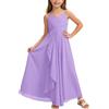 WWricotta Abito Lungo in Chiffon svolazzante per Ragazze, Damigella d'Onore Junior, Abito da Sposa, Abito da Cerimonia/A