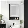 LKPOMI Specchio Bagno Contenitore con Illuminazione LED a Tre Colori, Mobiletto Specchio Bagno Sospeso con Ripiani Regolabili, Mobile per Bagno (Nero 1 Ante B, 50 x 16 x 88 cm)