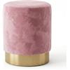 INTRECCI Pouf Cilindro in Velluto con Base Oro Elegante | Sgabello Poggiapiedi Imbottito per Salotto e Camera da Letto | Poltroncina Rotonda, Design Moderno | Ø 32 x H 40 cm - Colore: Rosa