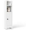 COSTWAY Mobiletto Bagno, Credenza da Terra in Legno per Angoli con Porta e Ripiani Regolabili, Credenza Stretta Salvaspazia per Porta Carta Igienica, Ideale per Bagno e Cucina (Bianco-2)