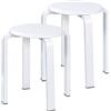 Yawinhe Sgabelli Impilabili Rotondi, Sedia da Pranzo, Sgabello Cucina e Bar in Legno, Poggiapiedi Camera da Letto, Ottomano può Essere Utilizzato per Attività di Festa, Bianco, 2-Pack