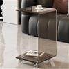 ZYHNNKL Tavolino in Acrilico con Ruote, Tavolino Multiuso Trasparente a Forma di C, Tavolo da Scrivania, Tavolo per Laptop per Soggiorno, Camera da Letto, Balcone, Patio(Gray,30x30x65cm)