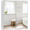 GIANTEX Armadietto Bagno a Specchio, Specchiera Doppia da Bagno, Senza Cornice, 2 Ripiani, 62 x 11,5 x 65 cm, Bianco/Nero (Bianco)