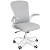 Fullwatt - Sedia da ufficio con bracciolo ribaltabile, ergonomica, con chiusura a 120°, rotazione a 360°, base rinforzata in resina di nylon