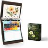 DarkWish Set di pittura ad acquerello portatile per adulti - Kit da viaggio per acquerelli da 24 colori con taccuino (pagine bianche e nere), pennello e tavolozza ricaricabili, set artistico tutto in uno per