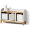 Livinity Scaffale per bambini Mailo, Bianco/Artisan, 107.2 x 63.8 cm | con 2 cassettisoluzione pratica per organizzare i giocattoli