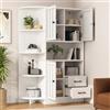 SUKY Armadio ad angolo, 104 x 35 x 155 cm, vetrina da soggiorno con 3 armadi + 2 cassetti, scaffali per libri da soggiorno, armadi alti e altopiano con un totale di 14 scomparti, librerie, credenza, bianco
