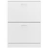 Bricozone Scarpiera Slim 2 Ante A Ribalta Salvaspazio 76x50x22 Cm Contiene Fino A 12 Paia Maniglie In Alluminio Mobile In Melaminico Per Ingresso Corridoio Camera Da Letto Moderno (Bianco)