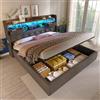 IHO SOFA Letto matrimoniale imbottito, 160 x 200 cm, con testiera e spazio idraulico, moderno in lino grigio con rete a doghe in legno massiccio, come letto per gli ospiti e per ragazzi (senza
