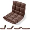 COSTWAY Sedia da Pavimento, Cuscino Imbottito da Terra con Schienale Reclinabile a 14 Livelli, Poltrona Pieghevole Relax, Lettura, Yoga e Meditazione, per Soggiorno, Camera da Letto (Marrone)