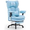 Efomao Sedia ufficio in pelle PU con ricamo X, grande e alta, schienale alto regolabile, sedia da gioco computer, girevole executive 200 kg, poggiapiedi e supporto lombare