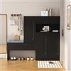 Merax Scarpiera 2 in 1 con panca - Scarpiera con porta pieghevole con panca imbottita, ripiani regolabili in altezza, chiusura ammortizzata, per corridoio, colore nero, 130 x 35 x 110 cm