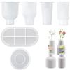 TXHKNX 6 Pezzi Stampo in Silicone per Vasi per Resina Epossidica / Gesso, 4 Stampo per Vasi + 1 Vassoio + 1 Base, Facile da Sformare, Stampi in Silicone Fai da Te per Vasi, Portapenne e Ornamenti Decorativi
