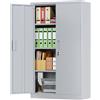 SUPEER Armadio in metallo per archiviazione SUPEER con 2 ante e 3 ripiani regolabili, 140x80x40 cm, armadio in acciaio per magazzino, garage, casa, ufficio, facile da assemblare, colore grigio