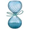 LE STELLE Clessidra Decorativa in Vetro, 8 cm, Azzurro con Nastro, Design Ondulato