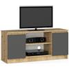 AKORD | Mobile per TV K 120 | Mobiletto Porta Televisione Soggiorno | un ripiano aperto | 2 Ripiani con Ante a Sinistra e a Destra | 55x120x40 cm | Peso 30kg | Rovere artigianale/grigio grafite