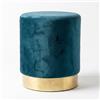 INTRECCI Pouf Cilindro in Velluto con Base Oro Elegante | Sgabello Poggiapiedi Imbottito per Salotto e Camera da Letto | Poltroncina Rotonda, Design Moderno | Ø 32 x H 40 cm - Colore: Petrolio