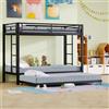 Lubvtti Letto a castello in ferro 90x200cm con letto estraibile,struttura letto per bambini,costruzione robusta (nero 90)