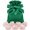 Milaboo 7 pepite in pietra naturale, 2-3 cm, in quarzo rosa, ametista o avventurina, in sacchetto di velluto verde, pietre portafortuna, set regalo (quarzo rosa)