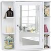 COSTWAY Mobile da Bagno 66 x 17 x 63cm, Armadietto da parete con Specchio, Ante e Mensola Regolabile, Armadietto Moderno e Multiuso, Bianco