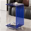 ZYHNNKL Tavolino in Acrilico con Ruote, Tavolino Multiuso Trasparente a Forma di C, Tavolo da Scrivania, Tavolo per Laptop per Soggiorno, Camera da Letto, Balcone, Patio(Blue,30x30x65cm)