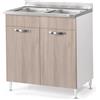 REDÒKASA Sottolavello per cucina componibile da 80 cm con due ante, realizzata in legno 100% MADE IN ITALY (Con Lavello 2 Vasche, Olmo)