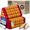 livasia cuscino thai a 3 segmenti - 175x50x8cm - cuscino triangolare con materasso pieghevole, cuscino a cuneo kapok, cuscino per la schiena pieghevole, tappetino thai, fatto a mano (Rosso/Giallo)